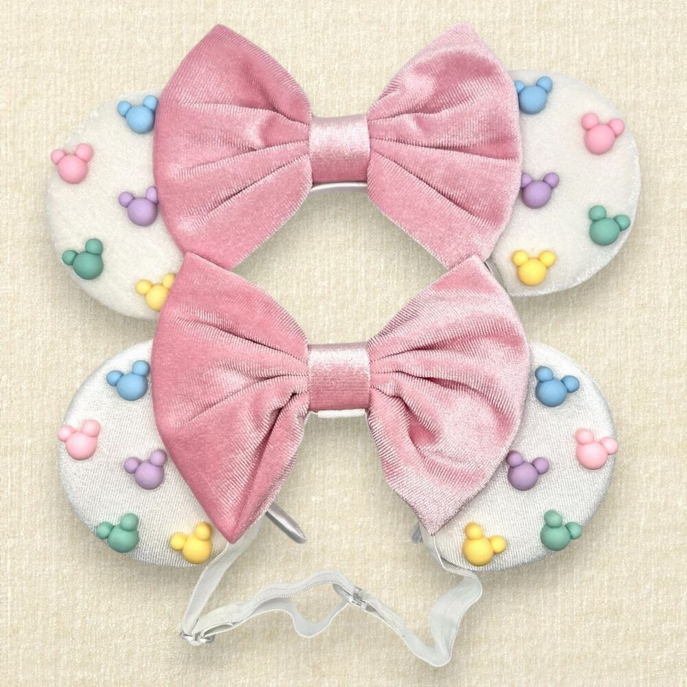 Velvet Pastel Mickey Bead Mommy & Me Minnie Ears | Disney-Inspired Mouse Ears